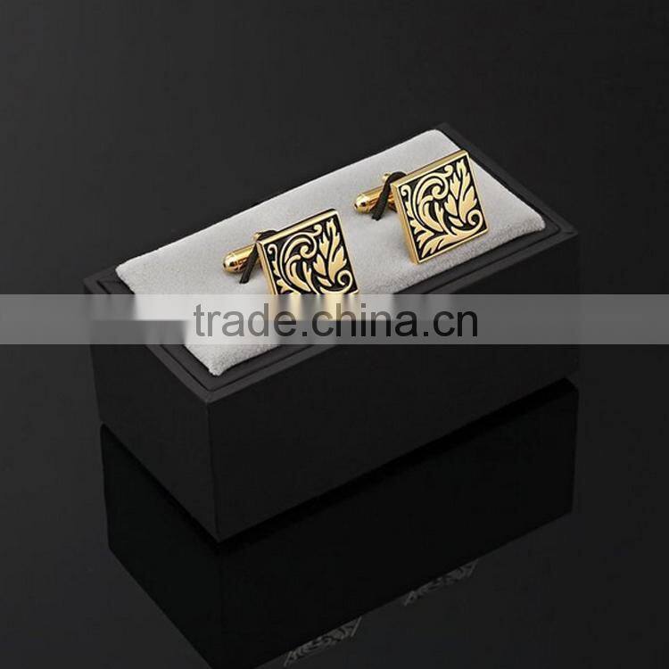 China factory luxury stainless steel antique vintage gold engraved cufflinks for men
