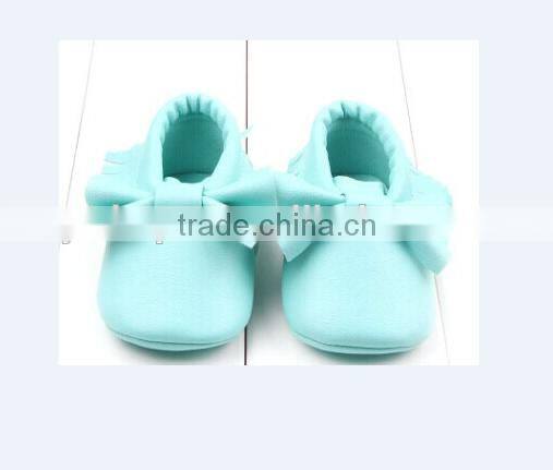 Wholesale leather baby shoes baby moccasin gold baby shoes with bow