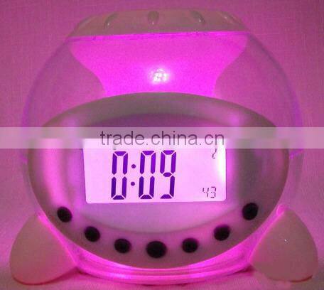 Novelty promotional item gift Android robots DIY music led star light projecting alarm clock,digital clocks