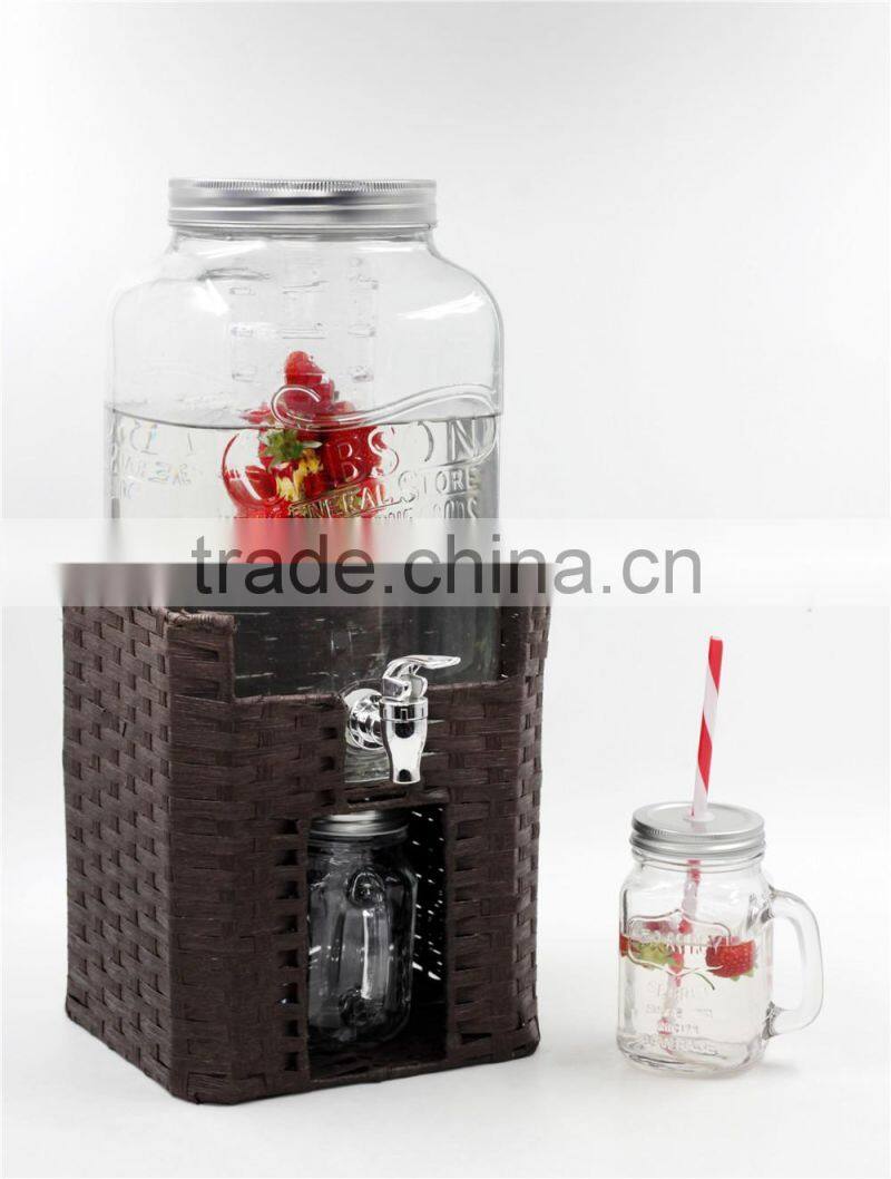 8L party drink square glass water dispenser pvc base