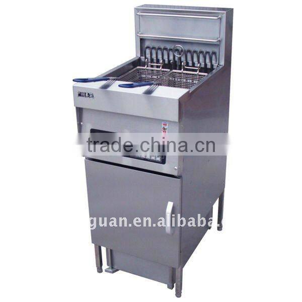 stainless steel Electric Fryer (2-tank&2-basket) with Cabinet (DF-885)