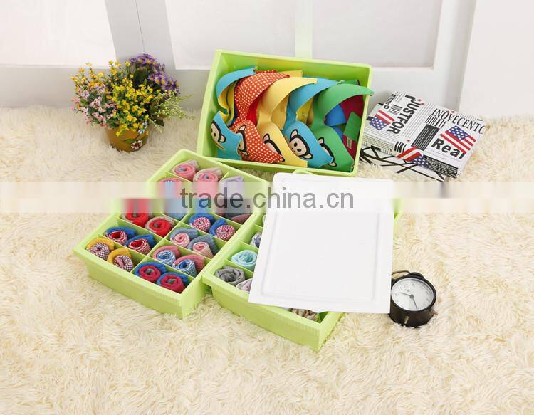 2014 New Colorful Plastic Waterproof Storage Box Set Socks and Underwear Box Design With Two Lid