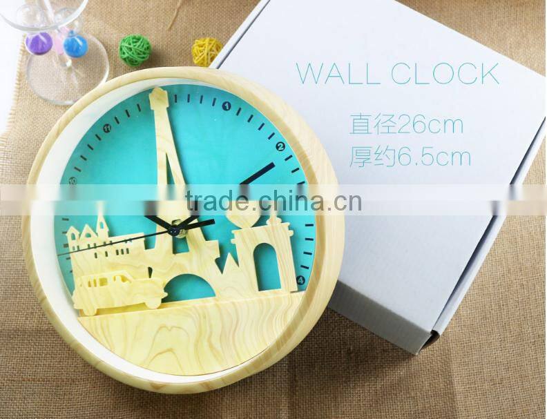 2017 New Design Tower Colorful Decorative Wall Clock For Wholesale