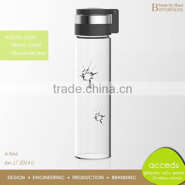 Unique Empty Sports Protable Borosilicate Glass Bottle With Infuser