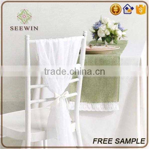 beautiful white soft wedding fancy party chair sash