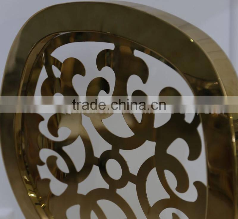 Luxury gold stainless steel louis wedding chair covers PU