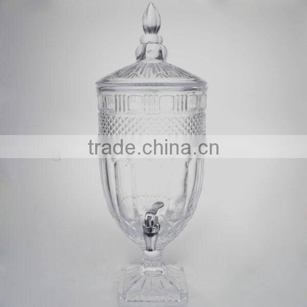 large size machine pressed beverage used glass dispenser with tap