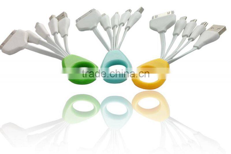 Promotion 4 in 1 Multiple USB Charging Cable Adapter Connector with 8 Pin Lighting / 30 Pin / Micro USB / Mini USB Ports