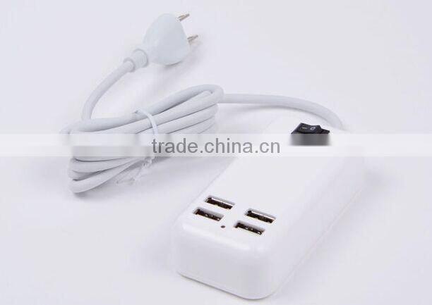 4 usb charger desktop socket 5V 30w USB CHARGER with AC cablle usa cable uk cable eu cable aus cable