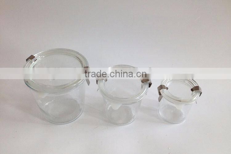 125ml 250ml 540ml lock lid glass jars with sealed silicone rubber gasket ring