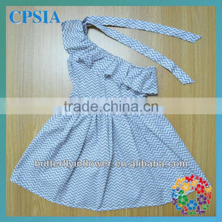 2013 Wholesale girl chevron dress cotton party dresses for 3 year old girl one shoulder chevron baby dress