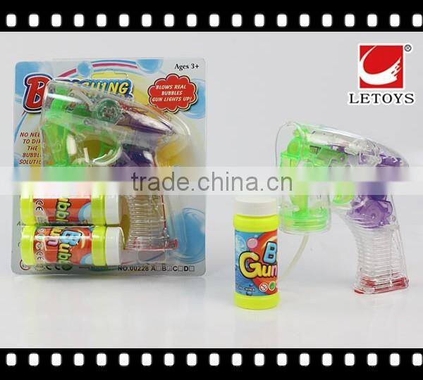 factory supply transparent color bubble gun with 2 bottles bubble water