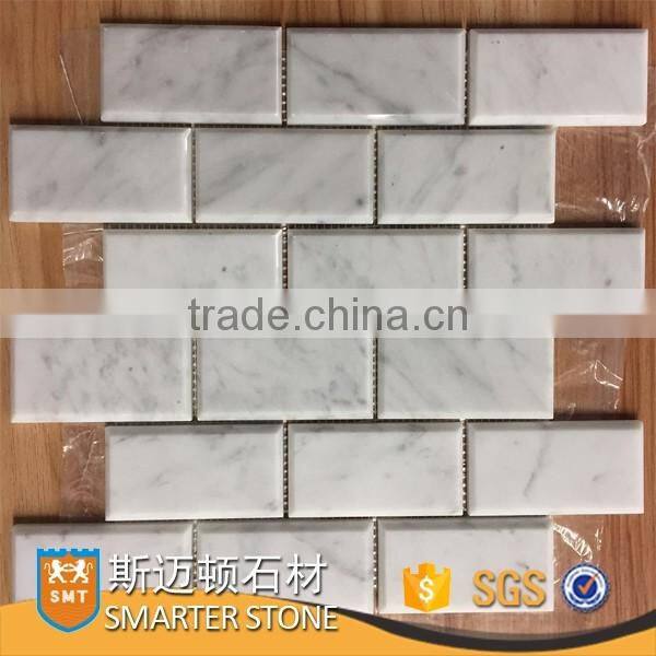 48x98 MM beveled carrara white subway mosaic tile on mesh