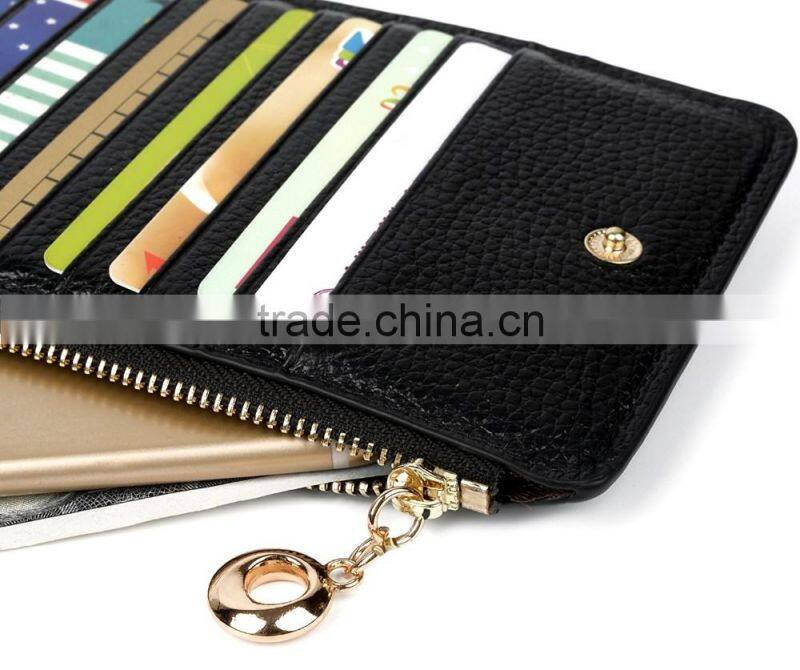 Genuine Leather Multi Card Holder Wallet with Zipper Pocket for Men&Women