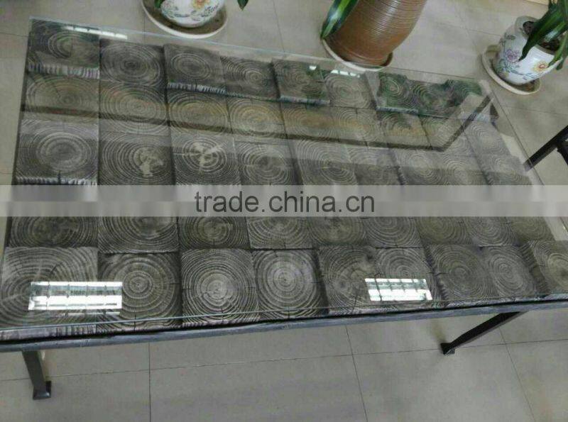 Fiberglass clay wooden look outdoor garden furniture set