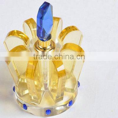 green color crystal decorative perfume bottle with golden flower
