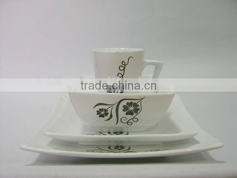 white color with decal square Ceramic dinnerware