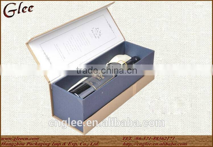 Cheap foldable single bottle cardboard wine pakaging boxes