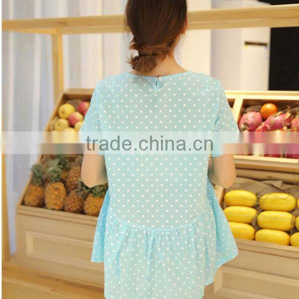 2014 Maternity summer green dress pregnant dress polka dot dress