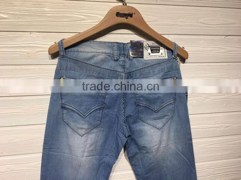 GZY Blue Straight Men Jeans Stock Lot In Bulk For South America 2017