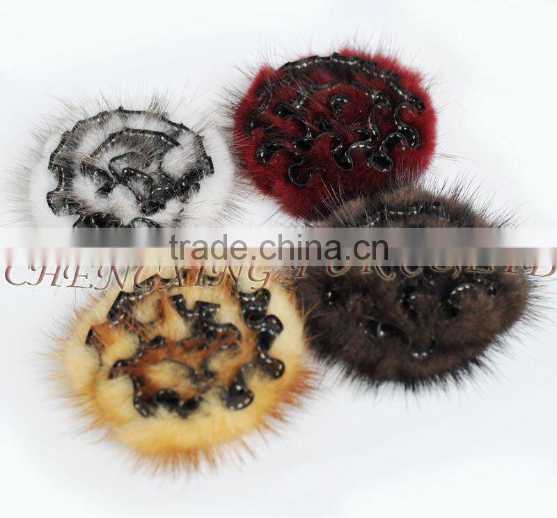 CX-A-45 Real Mink Fur Flower Coat Fashion Brooch Pin