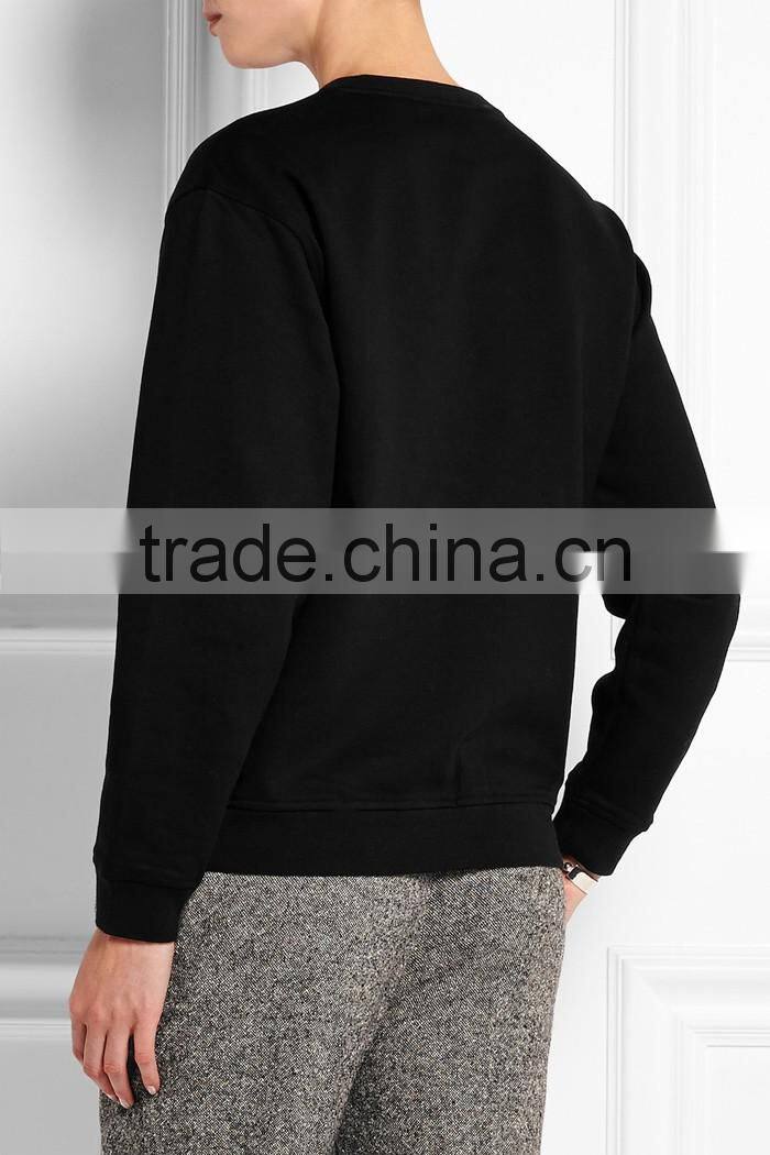 Embellished cotton-jersey pullover sweatshirt without hood