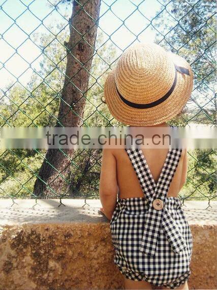 high quality summer tartan baby overalls baby clothes romper for wholsale