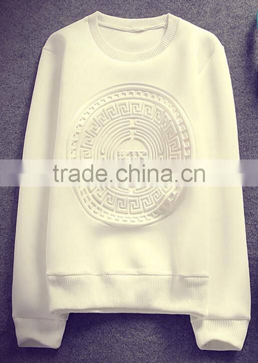 Fashion Scuba Crewneck Sweatshirt Embossed Pullover