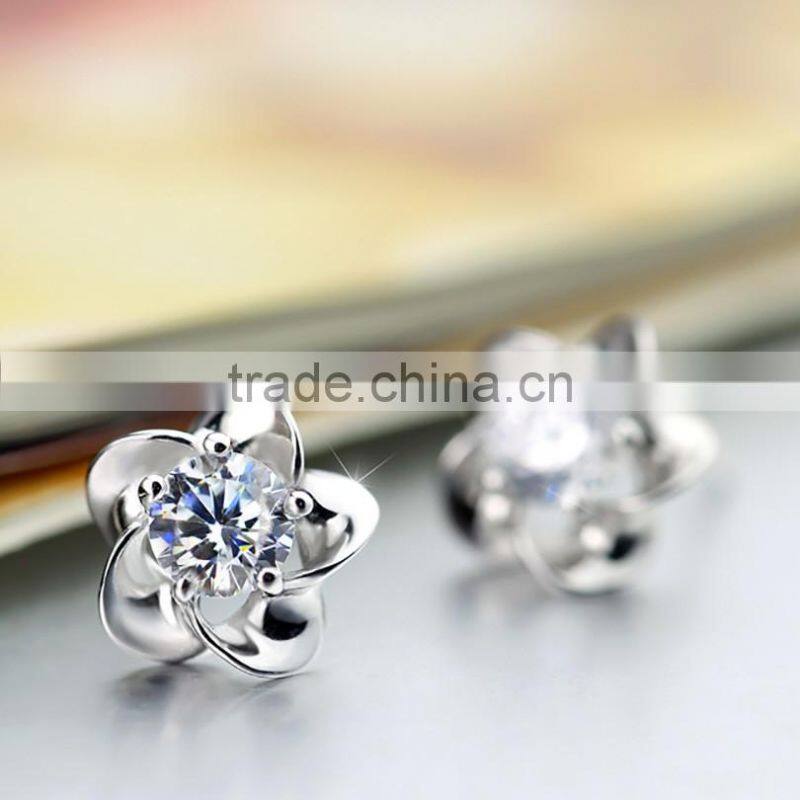 Popular Silver Flower Shape Stud Earrings For Ladies
