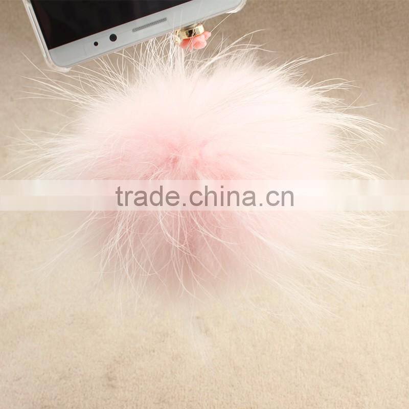 Myfur Real Pink Color Raccoon Fur Ball for Mobile Phone Dust Plug