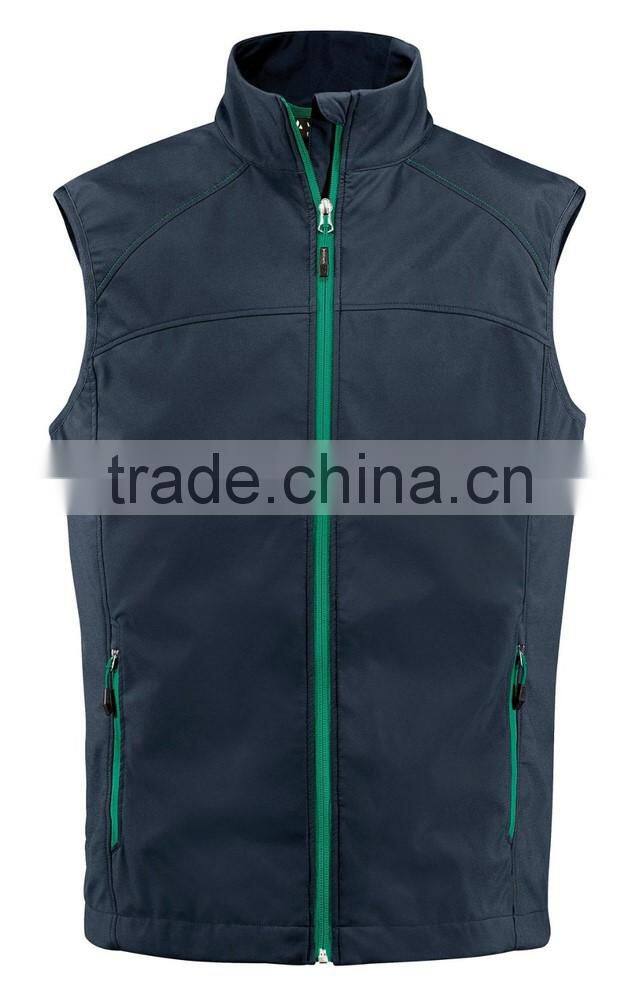 Cheap mens comfortable breathable sleeveless softshell jacket