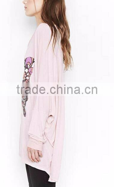 Runwaylover EY2187B 2017 Ladies Fashion Butterfly Printed Long Sleeve T-Shirt