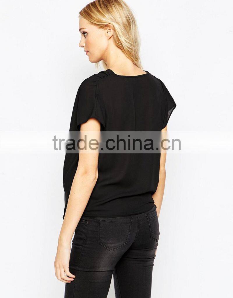 100% Polyester square neck cap sleeves maternity clothings for nursing