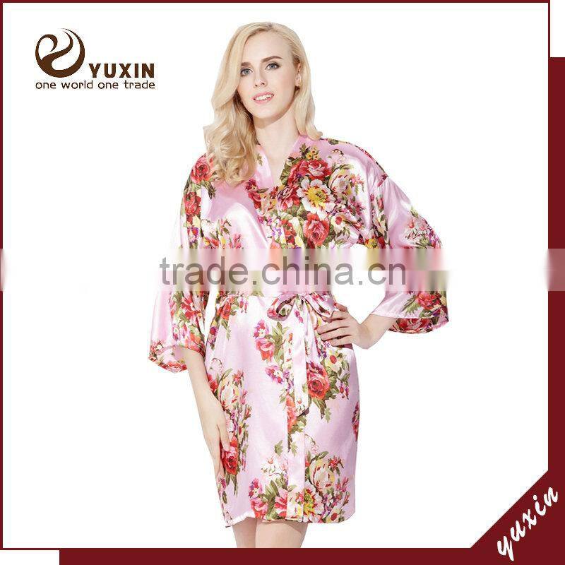 Satin wedding robes silk bridal party bathrobes robe de soiree RS1-0015