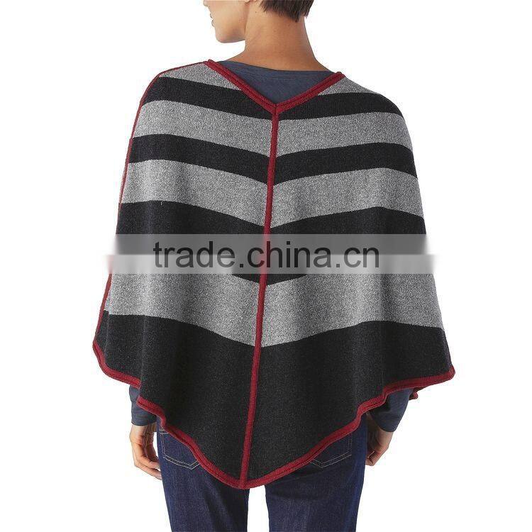 Custom Knit Sweater Women Pullover Poncho with Two Warm-Keeping Pockets