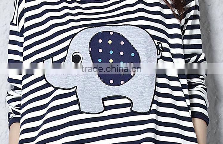 Autumn T-shirt, maternity T-shirt, big size T-shirt, long sleeve stripe T-shirt