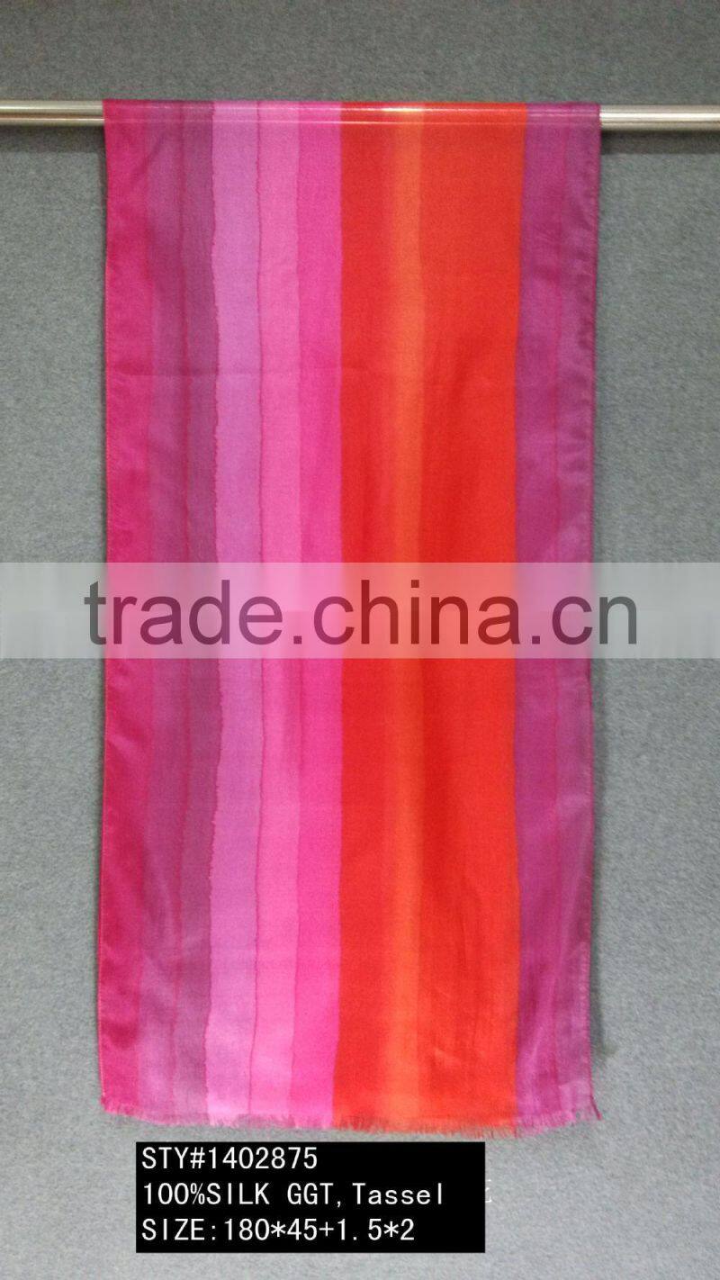 Lady Silk Scarf, Crepe GGT, Long Scarf, Tassels