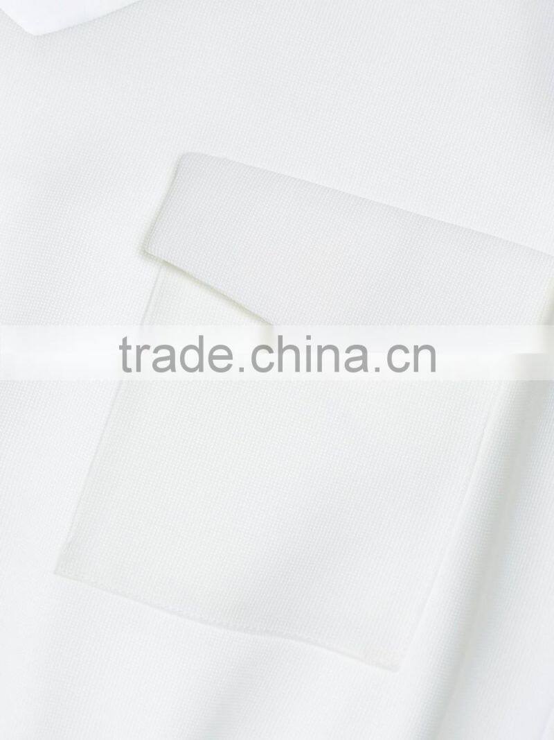 Ladies solid white color mid-long baggy dress