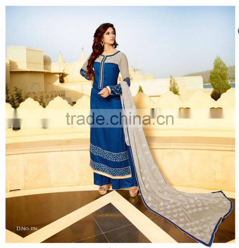 Amazing Deep Pink Color Long Straight Cut Bottom net Border Designer Semi Stitch Salwar Kameez