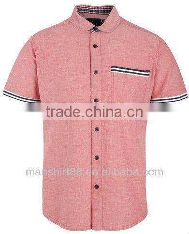 double round trim collar short sleeve oxford boys shirt