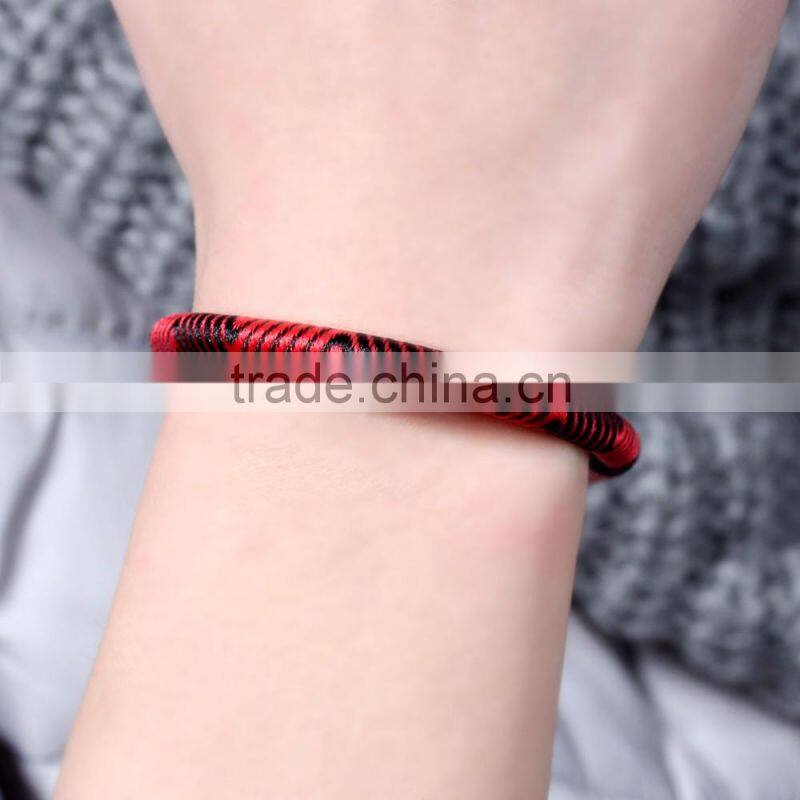 Custom Stripe Rayon Bracelets,Black & Red Rayon Bracelets