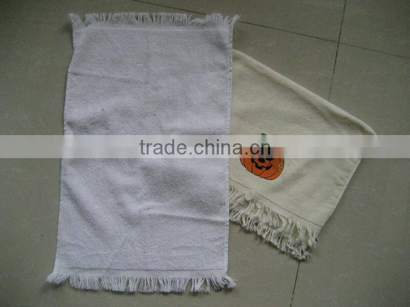 100% cotton velour embroidery fringe face towel