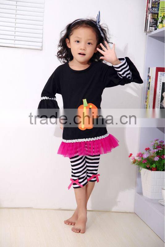 2014 New styles Cotton Girl Outfit Christmas Turkey Outfit Top and pants with ruffles in sets