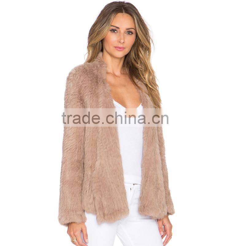 SJ419-01 Real Natural Color Rabbit Fur High Quliaty Wholesale and Retail Women Jacket