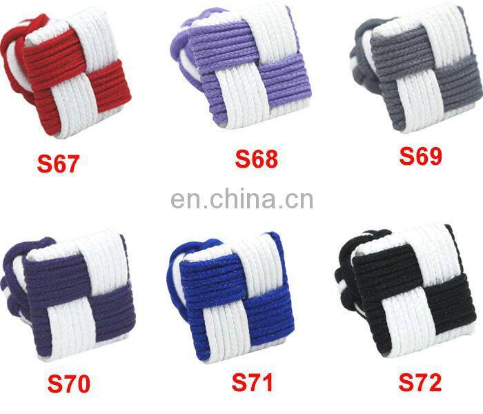 China Supplier knitting fabric cufflinks Square Silk knot Cuff link Elastic Rope Cuff