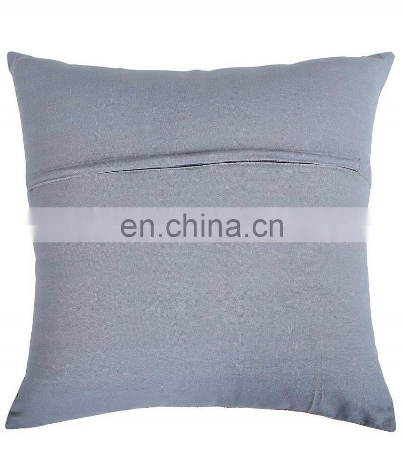 Gray Kantha Pillow Cover Indian floral bird print embroidered pillow handmade throw pillow Cushion Covers