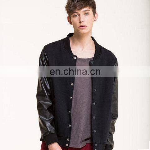 UK Style Casual Mens Black Leather Bomber Jacket
