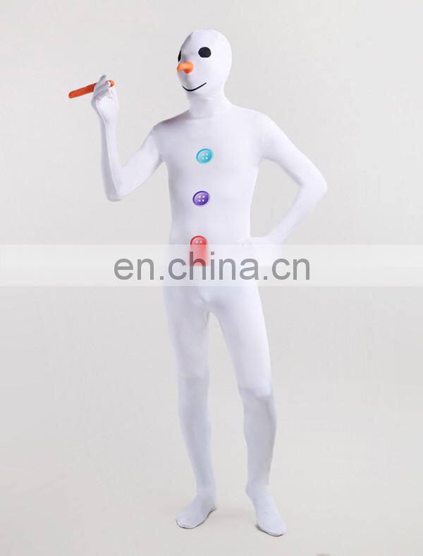 White Snow Man Lycra Full Body Party Dress Second Skin Suit Female