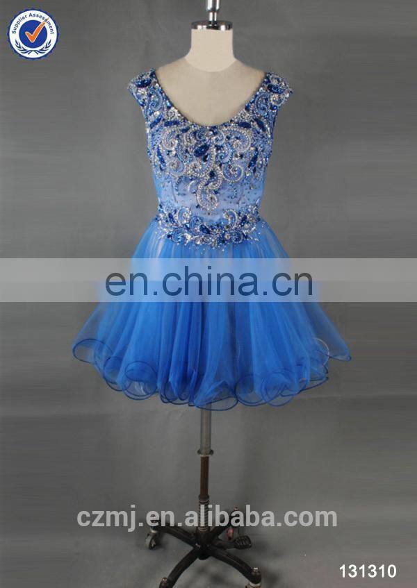 bling bling ice blue short puffy homecoming dress made in China