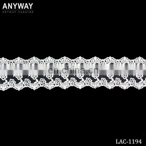 White organza fabric lace double scalloped trim